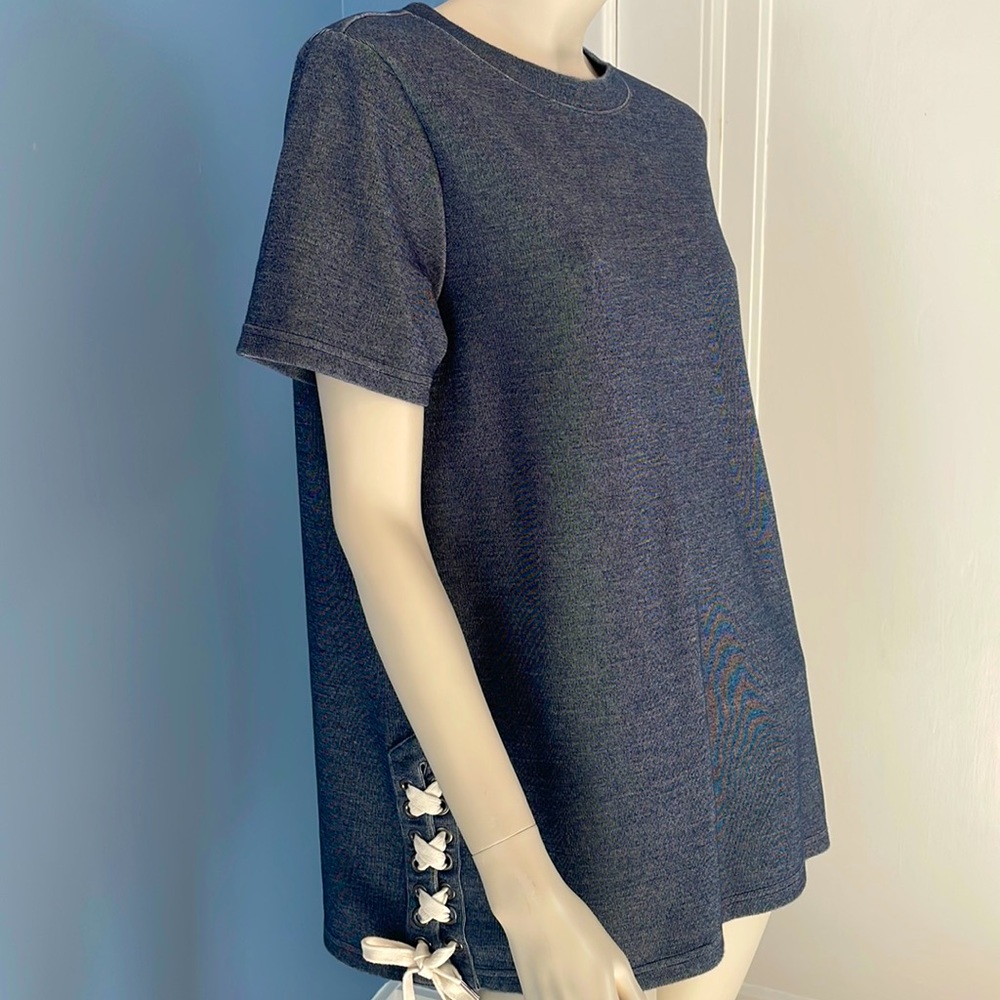LL Bean Signature Short-Sleeve Tunic Top Blue Size Medium